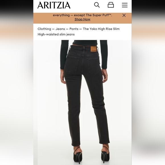 Denim Forum Denim - Aritzia Denim Forum the Yoko High-rise slim jeans,Black eyeliner,26/28L